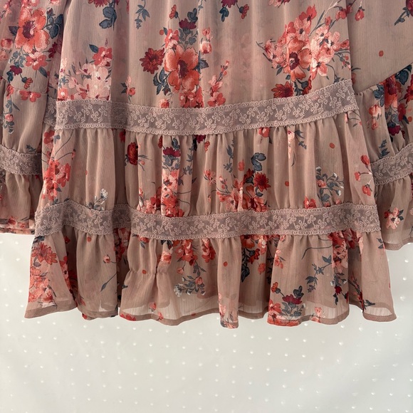 T.I.M.I.N.G. Floral off the shoulder top in Red and Brown Size S INV25/205 - Picture 4 of 7